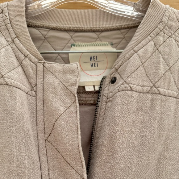 NWOT Anthropologie Hei Hei Itinerary Quilted Bomber Jacket Oatmeal Lined Large - Picture 8 of 16